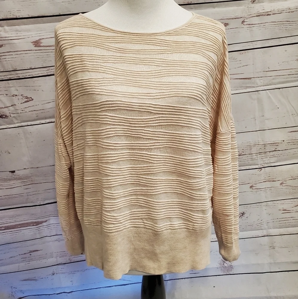 DKNY Ecru Textured Blouse SZ LG
